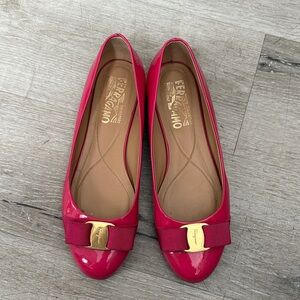 Salvatore Ferragamo Women's Pink Patent Leather Flats